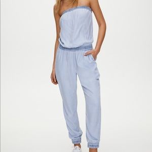 Aritzia Talula chambray strapless jumpsuit
